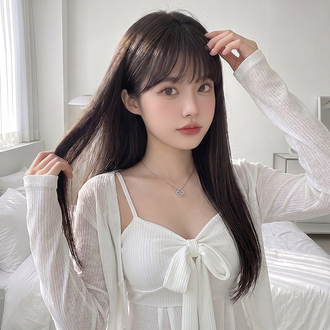 오이키 가발 자연스러운 여성 패션 전체 데일리 롱 생머리, 1개, 내추럴 블랙