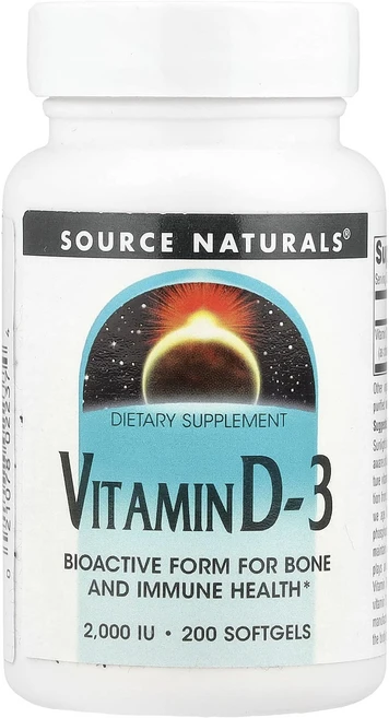 Source Naturals 비타민 D-3 2000 IU 200 소프트젤, 1개, 200정 - 쿠팡