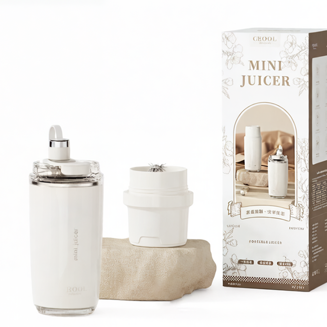 스타일닥터 휴대용 무선 믹서기 SUS304 텀블러 2in1 주스 샷 간편 보틀블렌더, ZK37-화이트