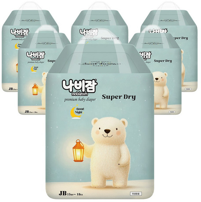나비잠 기저귀 슈퍼드라이 오버나이트 팬티 점보형 6팩, 108매, 점보형(2XL)