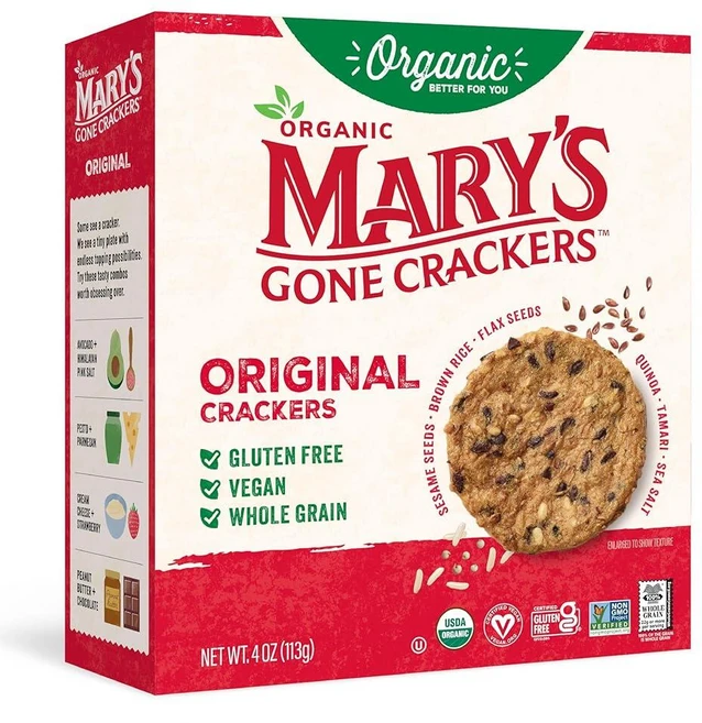 Mary's Gone Crackers 유기농 오리지널 크래커 - 글루텐 프리 GMO 비건 및 통곡물 113.4g(4온스) (1팩) 260485, 1개 - 쿠팡