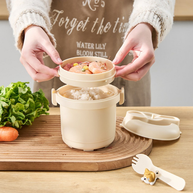 릴스베이 전자렌지용 저당밥솥 당질제한 저칼로리 1인용 미니 밥솥, 1개, 아이보리