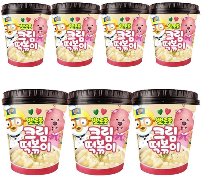 뽀로로 크림 컵 떡볶이 7개(115gx7개) 어린이캠핑여행식품즉석간편, 115g, 7개