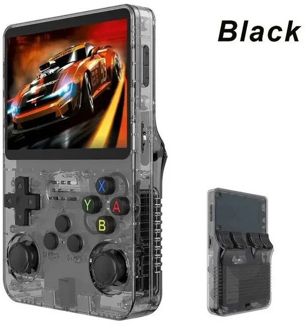 휴대용게임기 콘솔게임기 게임기 레트로게임기 BOYHOM 오픈 소스 R36S 레트로 휴대용 게임 콘솔 리눅스 시스템 3.5 인치 IPS 스크린 포켓 비디오 플레이어 64GB 선물, 1개, 1) Black 64G