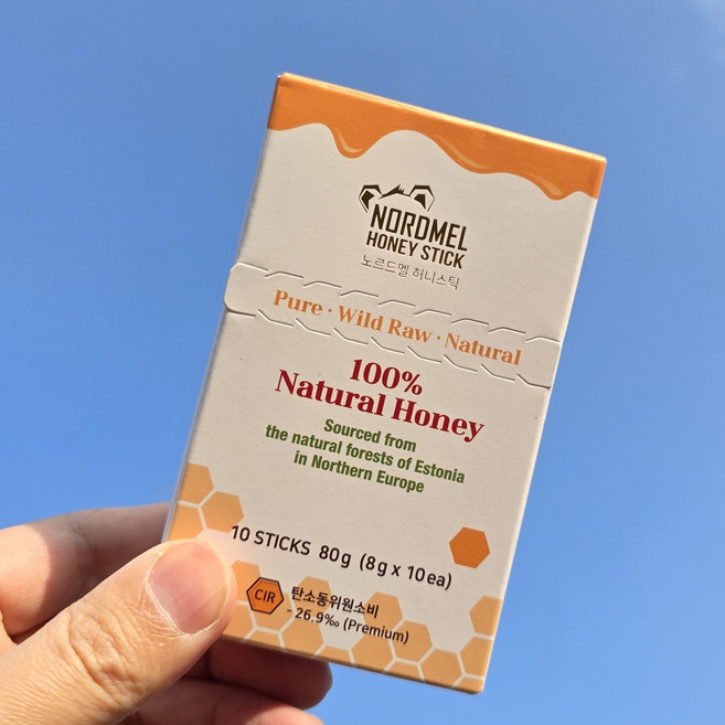 [세계최초 DNA 테스트인증] 노르드멜 허니스틱 에스토니아 100% 천연 벌꿀스틱 선물세트, 1박스, 80g