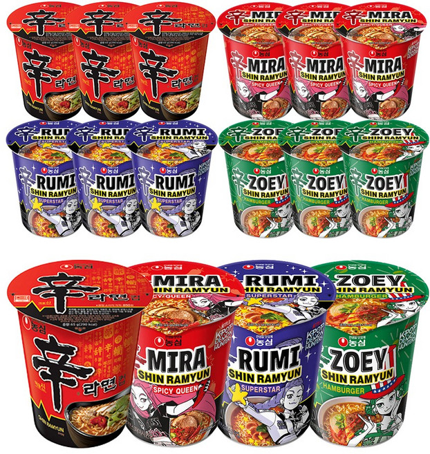 농심 신라면 소컵 혼합 16개 (일반+스파이시퀸+슈퍼스타+햄버거 각 4개), 1박스