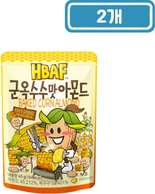 바프 군옥수수맛아몬드, 40g, 2개