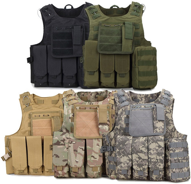 쿠닌 밀리터리 서바이벌 택티컬 전술조끼 파우치포함 5종, 카키