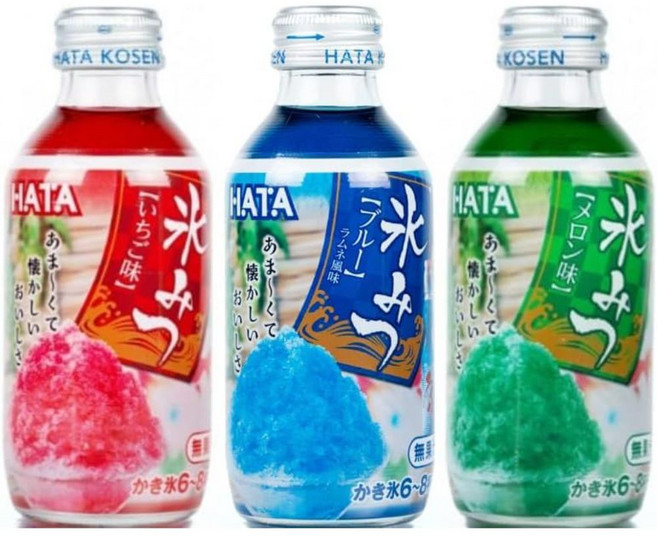 하타광천 카키고오리 빙수 시럽 180ml 3종 세트(딸기+메론+블루), 1개
