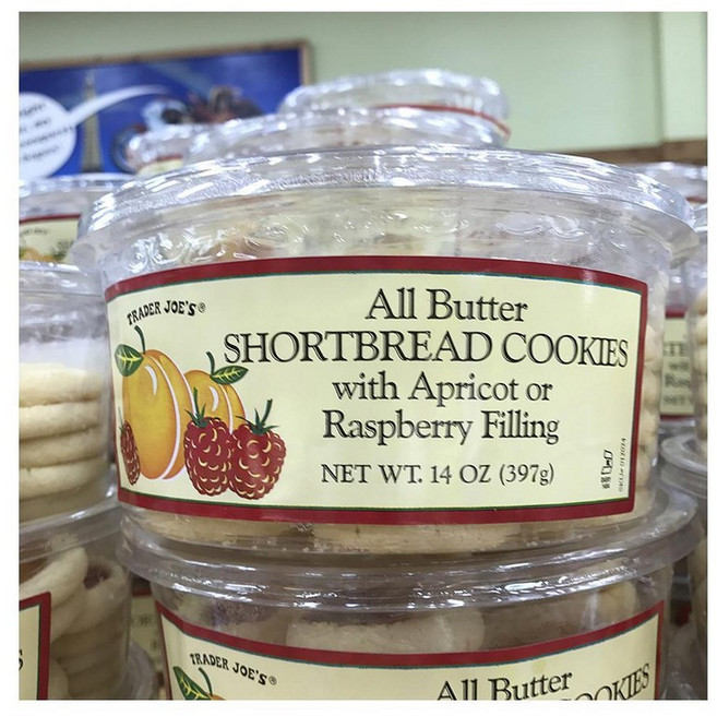 Trader Joe's 트레이더조스 올 버터 살구 라즈베리 숏브레드 쿠키 397g, 1개