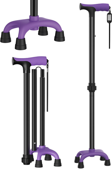 경량형 노인용 지팡이 네발 지팡이 미끄럼 방지, 1개, ZS