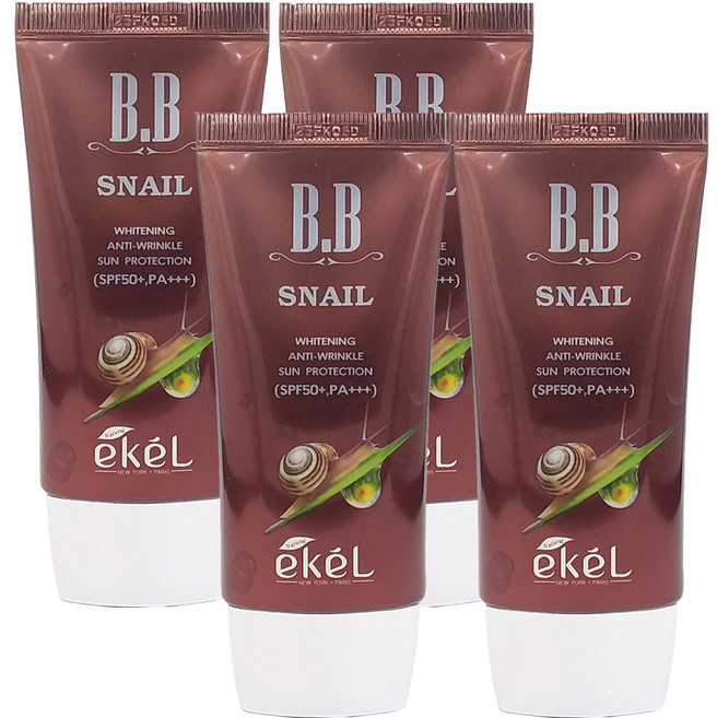 이켈 스네일 비비크림 자외선차단 달팽이비비 스킨톤컬러 미백 주름개선, 단일, 4개, 50ml