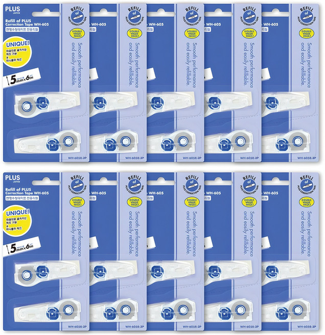 플러스 수정테이프 리필 WH-605R 2개, 혼합색상, 10개