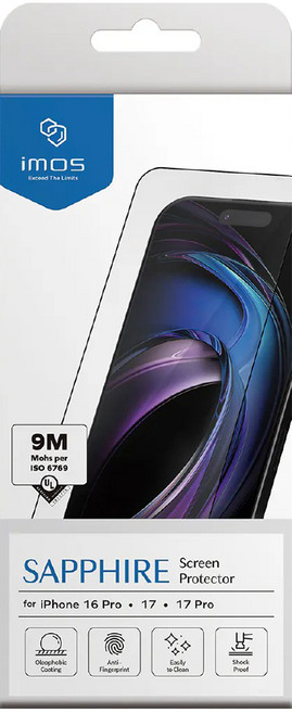 imos 9M 藍寶石 螢幕保護貼 iPhone 17 Pro 滿版 黑邊 玻璃保護貼, 1個