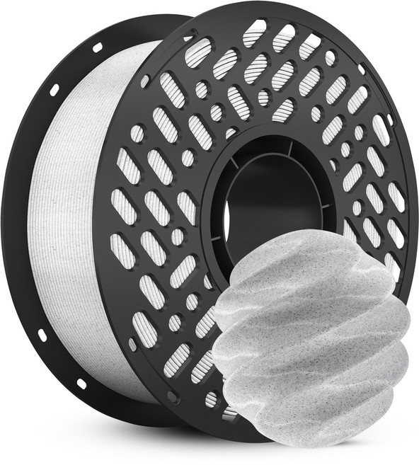 CaiLab 고강도 고탄성 PLA+ 3D 프린터 필라멘트 1.75mm 노즐 막힘 없는 선경 안정성 1kg | 뱀부랩 3D 프린터(P1S P2S A1 H2D등) 호환, 대리석 흰색, (PLA)