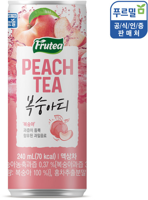 푸르티 복숭아티 40ml 복숭아티 40ml 캔 60캔, 240ml, 60개
