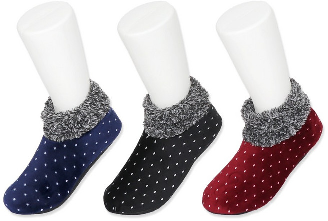 여성 불타는 벨벳버선 미니도트 보카시카바 3켤레 겨울 방한 수면