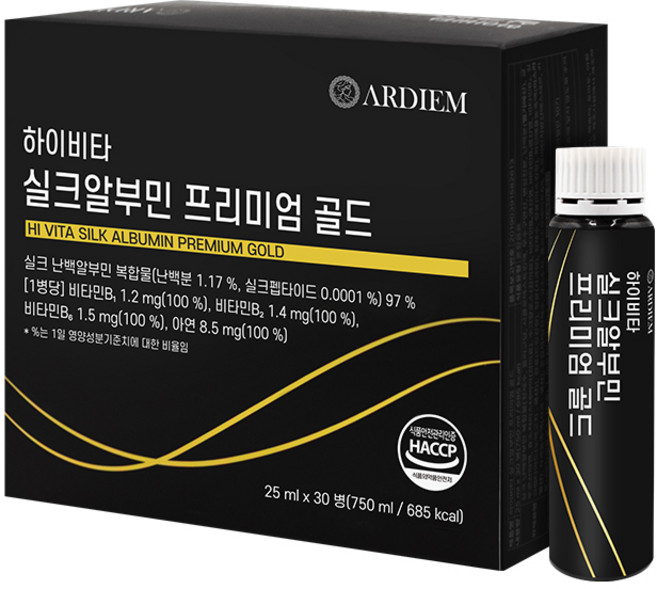 아르디엠 하이비타 실크 알부민 프리미엄골드 마시는 알부민 실크 펩타이드 난백분 25ml x 30병, 1박스, 30회분