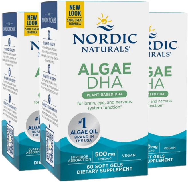 노르딕 내추럴스 해조류 ALGAE DHA 500 mg, 60정, 3개 - 쿠팡