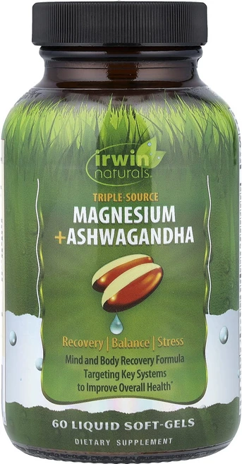 단백질 비타민 철분 마그내슘 칼슘 Irwin Naturals 마그네슘의 삼중 공급원 + 아슈와간다 액상 소프트젤 60정 고루고루섭취해주세요, IrwinNaturals마그네슘의삼중공급원아슈와간다액상, 1개 - 쿠팡