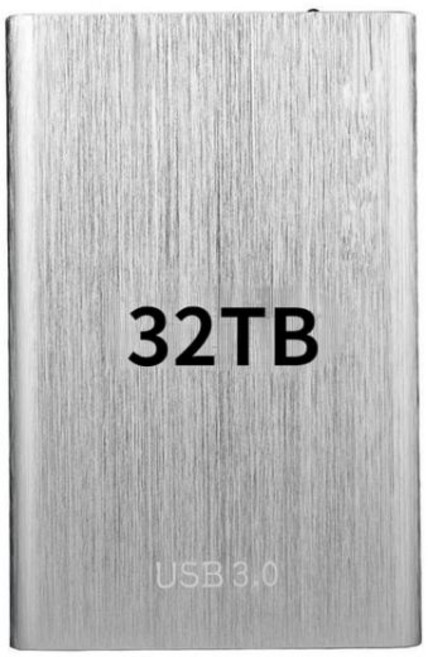 휴대용 고속 500GB 1TB 2TB SSD 4TB 외장 하드 드라이브 대용량 저장 장치 USB 3.0 8TB 16TB 32TB 노트북용 오리지널 모바일, 32TB Silver