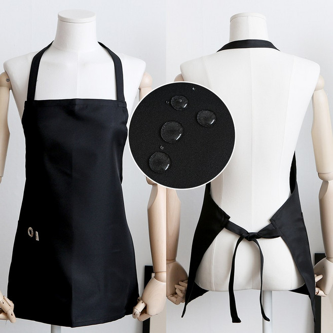 미니 방수 앞치마 (블랙) 주방 카페 공방 화방 미용실 네일샵 꽃집 어린이집 심플 에이프런 free 사이즈, 1개, 블랙(free)