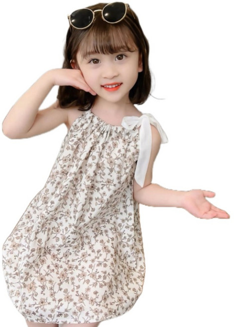 萱寶媽咪baby童裝館 現貨韓版兒童夏季吊帶連身裙 女童小雛菊交叉露背裙 海邊渡假碎花小洋裝 吊帶裙水墨吊帶公主裙童裝女童連身裙無袖連身裙 童裝
