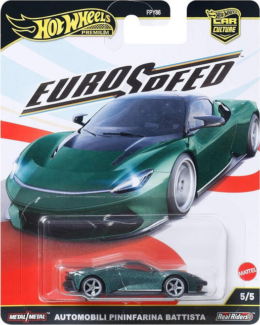Hot Wheels 프리미엄 자동차 문화 수집용 장난감 자동차 1:64 스케일 다이캐스트 '86 MG 메트로 6R4 리얼 라이더 타이어가 있는 해머 드롭 차량, Pininfarina Battista.