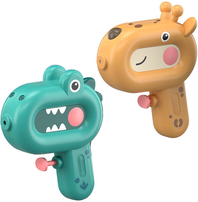 감성팩토리 미니 캐릭터 물총 공룡 기린 오리 물총, 2개, 오렌지+그린