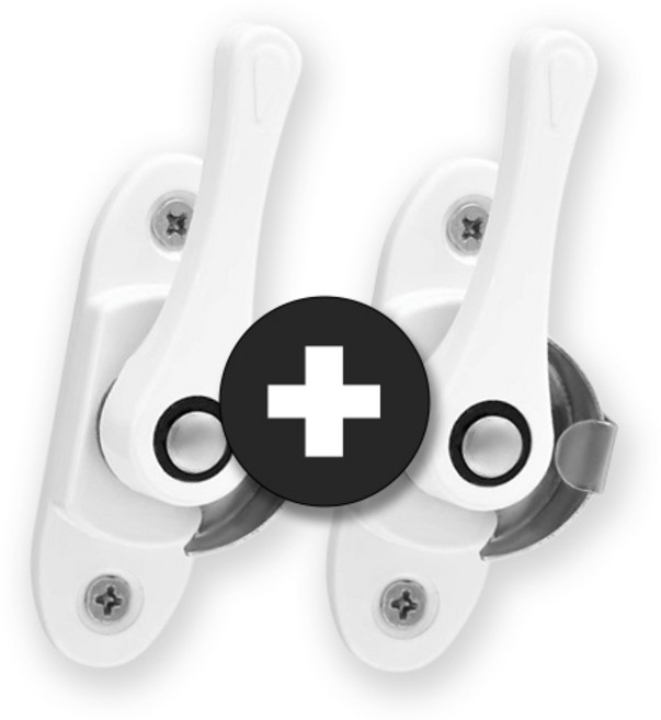 창문 잠금 장치 양방향 샷시 걸쇠 고리 크리센트 원잇포유, 화이트, 2개