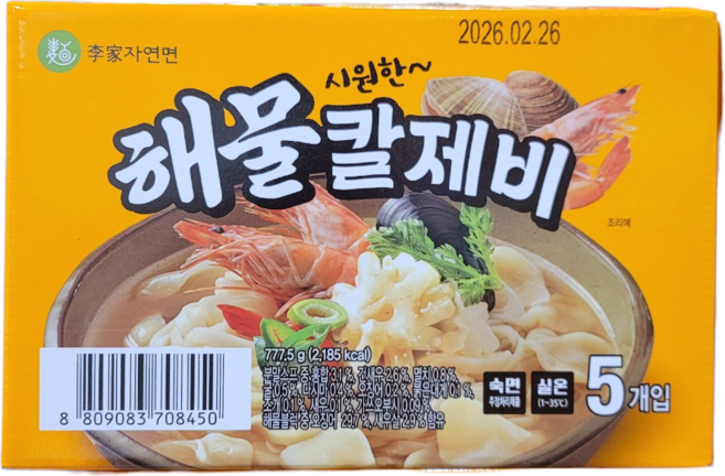이가자연면 해물칼제비 수제비+칼국수, 777.5g, 1개