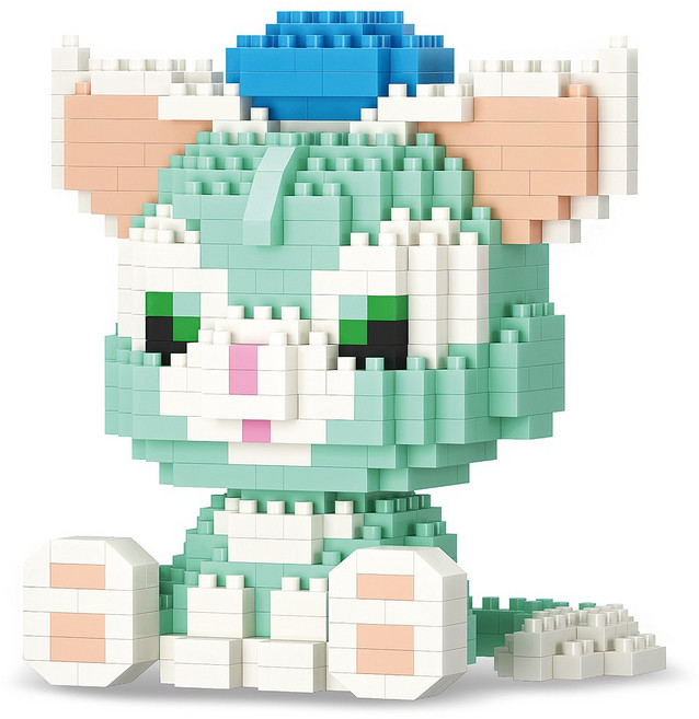 LBOYU 동물캐릭터 나노블록 7153by, 에메랄드고양이, 1개