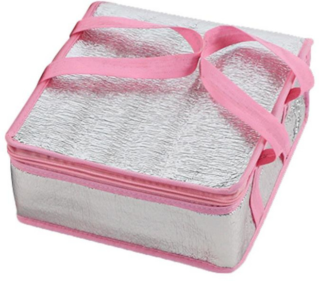 GHSHOP 손잡이가 있는 피자 배달 가방 단열 피자 캐리어 식품 배달 가방 식료품 가방 상업용 케이터링용 식품 보온 가방, 알루미늄 호일 단열면, 핑크 35x35x10cm