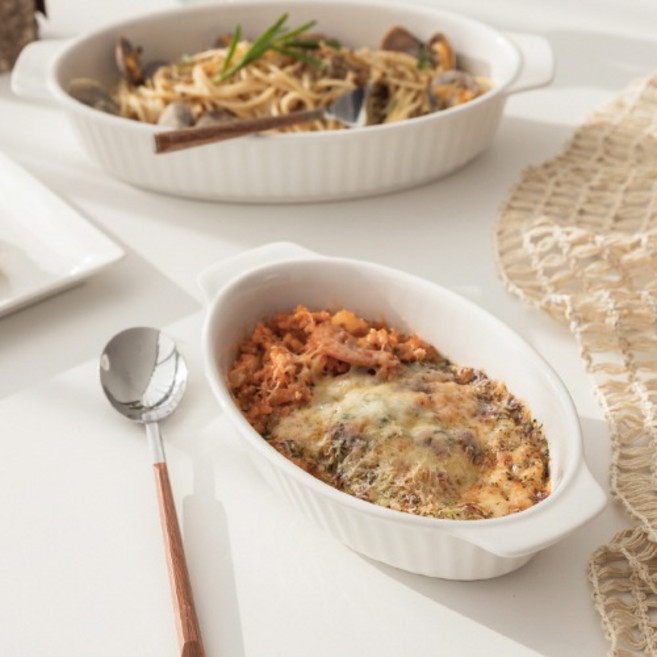 쓰임 타원 그라탕기 중, 화이트, 4개