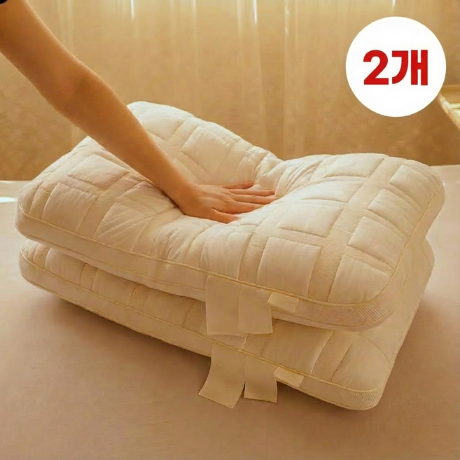[1+1]통통 빵 숙면 호텔 경추 베개솜 베개 2p, 2개, 화이트