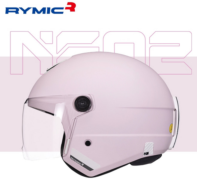 RYMIC NE02 半罩式安全帽 3C認證 可拆洗內襯, 消光粉,L(57-58)CM（標配透明鏡片）