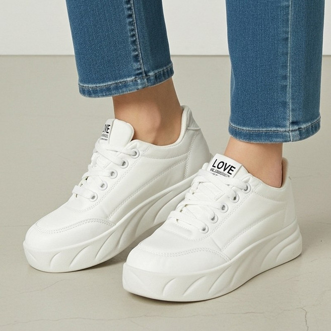 SDDDI 여성 4cm 키높이 운동화 초경량 통굽 스니커즈 신발