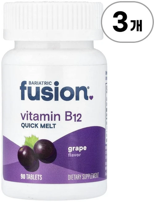 바리아트릭 퓨전 비타민 B12 퀵 멜트 그레이프 Bariatric Fusion Vitamin B12 Quick Melt Grape 90정, 3개 - 쿠팡