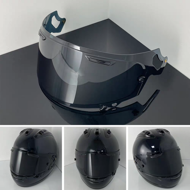 適用 Arai RX7X 鏡片 日夜通用 電鍍透明幻彩極光 高透光 擋風鏡片, 深黑, 1個