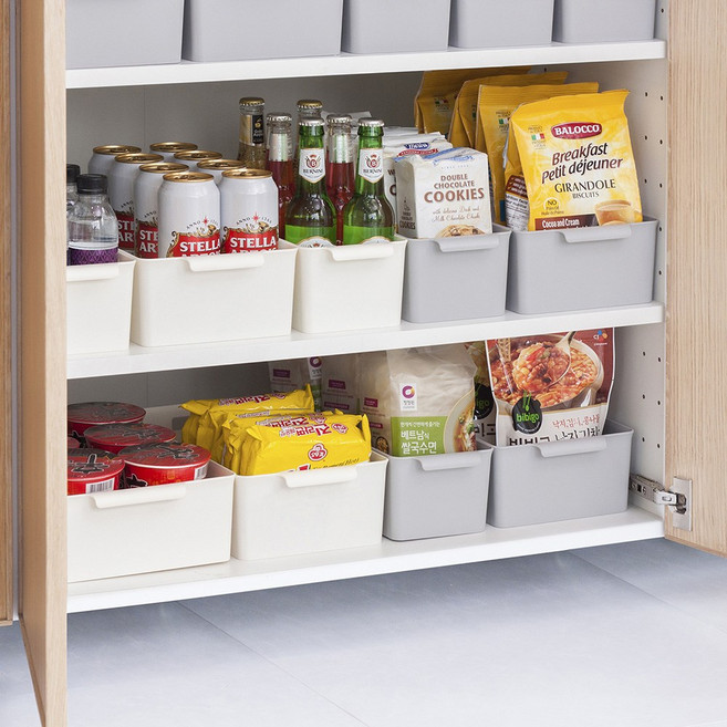 국내생산 팬트리 냉장고 수납 세트 바스켓 10개 18개 라벨지 정리 멀티 다용도 바구니 펜트리, 팬트리바스켓_아이보리, (높은형) 대형 2개+중형 3개+소형 5개, 1개