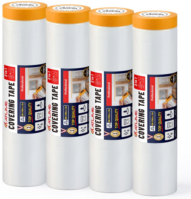 아뜰라임 프리미엄 보양 비닐 커버링 마스킹 테이프, 4개