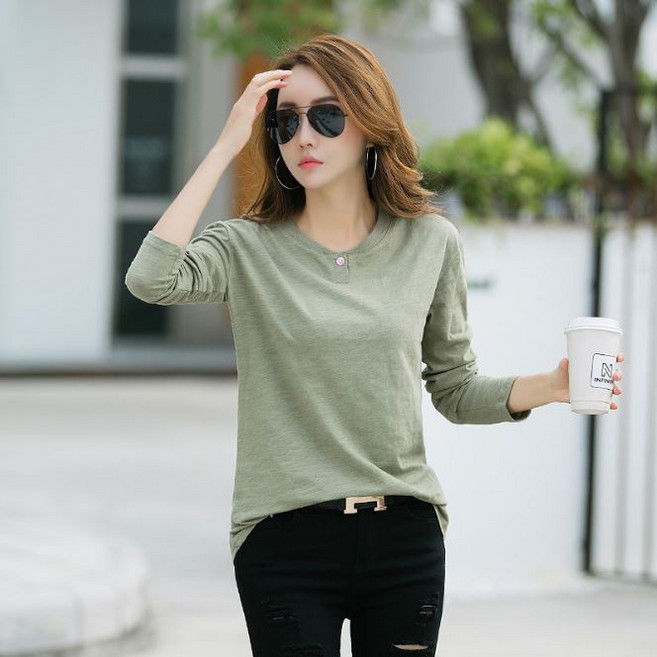 별천지 여성티셔츠 여성 여자 긴팔 티셔츠 라운드티 봄 여름 가을 면 코튼 티 여성맨투맨