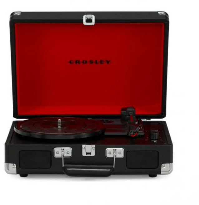 스피커와 블루투스가 탑재된 Crosley Cruiser Premier 비닐 레코드 플레이어 - 오디오 턴테이블, 검은색