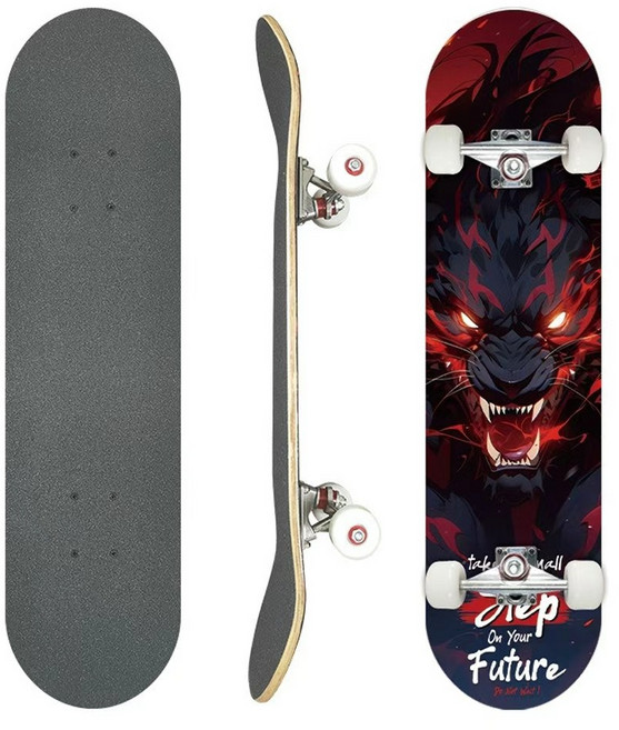 31인치 단풍나무 더블 킥 보드 성인 초보 전문가용 길거리 주행 4륜 안정 오목판, 빨간색, 1세트