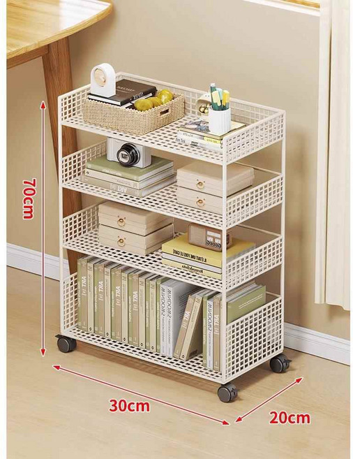 식탁수납함 책상 아래 책장 사무실 블랙 흰색 식탁 틈새 스탠딩 2층 책꽂이 이동식 플로어, 화이트 4단 미디엄 모바일