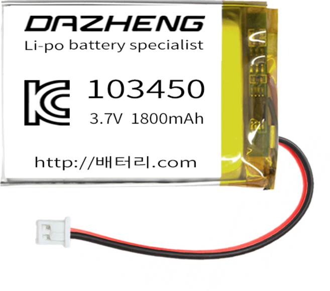 리튬폴리머 배터리 충전지 103450 3.7V 1800mAh, 1개, 1개입