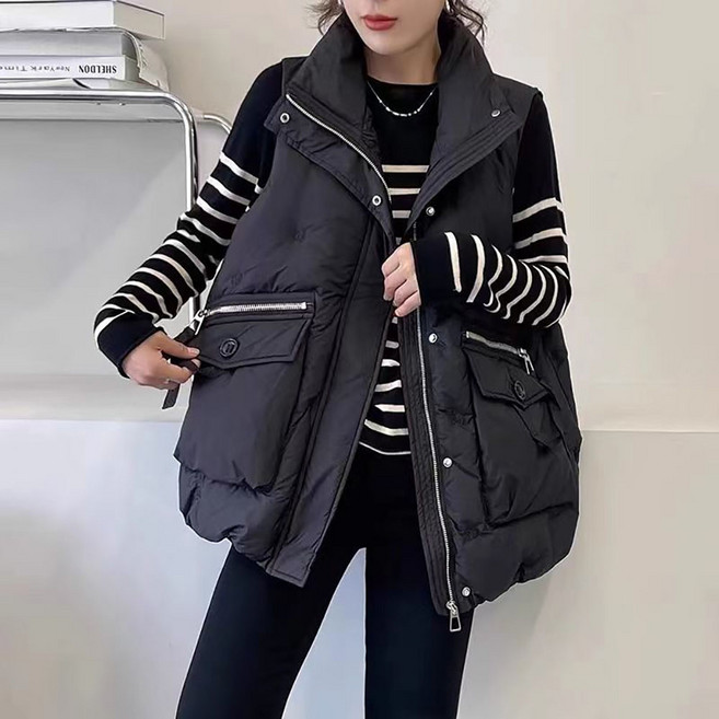 지고다그 여성 빅사이즈 패딩조끼 가을겨울 루즈핏 무소매 자켓 SX70979