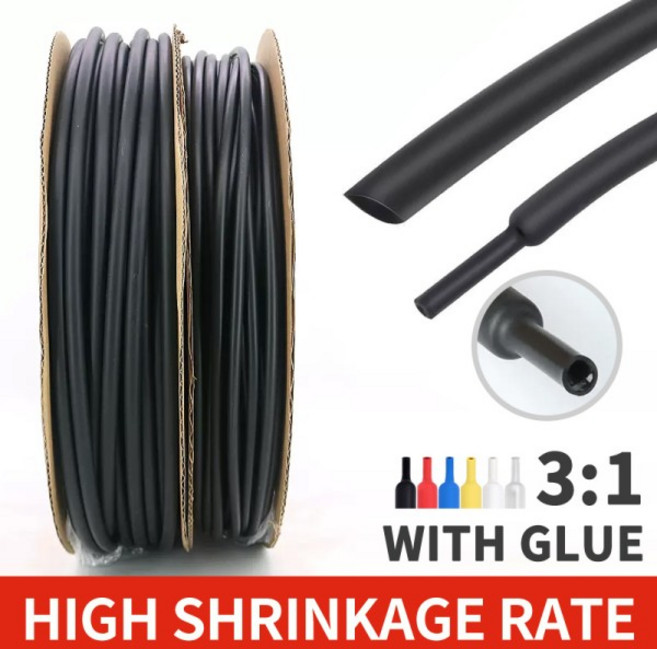 100 미터/10M 직경 2.4~25.4mm 31 비율 접착제 라이닝 열 수축 튜브 방수 와이어 랩 절연 케이블 슬리브, 04 19.1mm, 03 50m, 04 Black, 1개