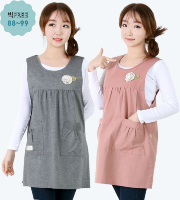 베이직뽀글이꽃 앞치마 / 예쁜 고급 해지 면 어린이집 보육 교사 선생님 실습 아이돌봄 아이돌보미 국산 원피스 단추형 앞치마 린다스 에이프런샵, 1개, 일반_그레이
