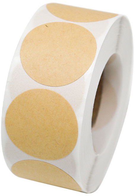디어플레이스 컬러 롤스티커 500매 2.5cm, 1롤, C1.원형_크라프트